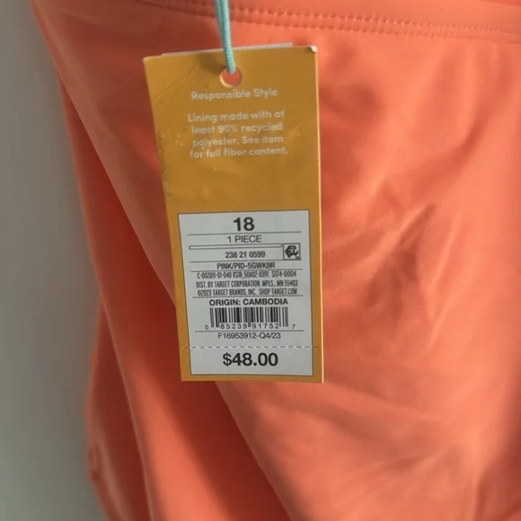 Vibrant Orange Kona Sol sz 18 swimsuit new w tags - Picture 4 of 5